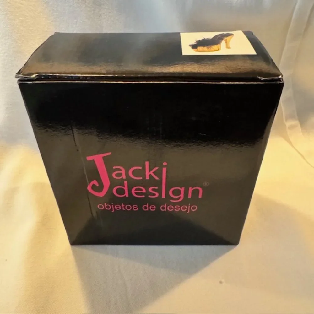 Jacki Design Leopard High Heel Ring Holder w/ side compartment - Like New w/ Box